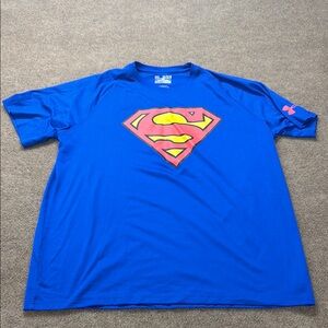 Under Armour Shirt Superman Graphic Men's Large Blue HeatGear DC Comics